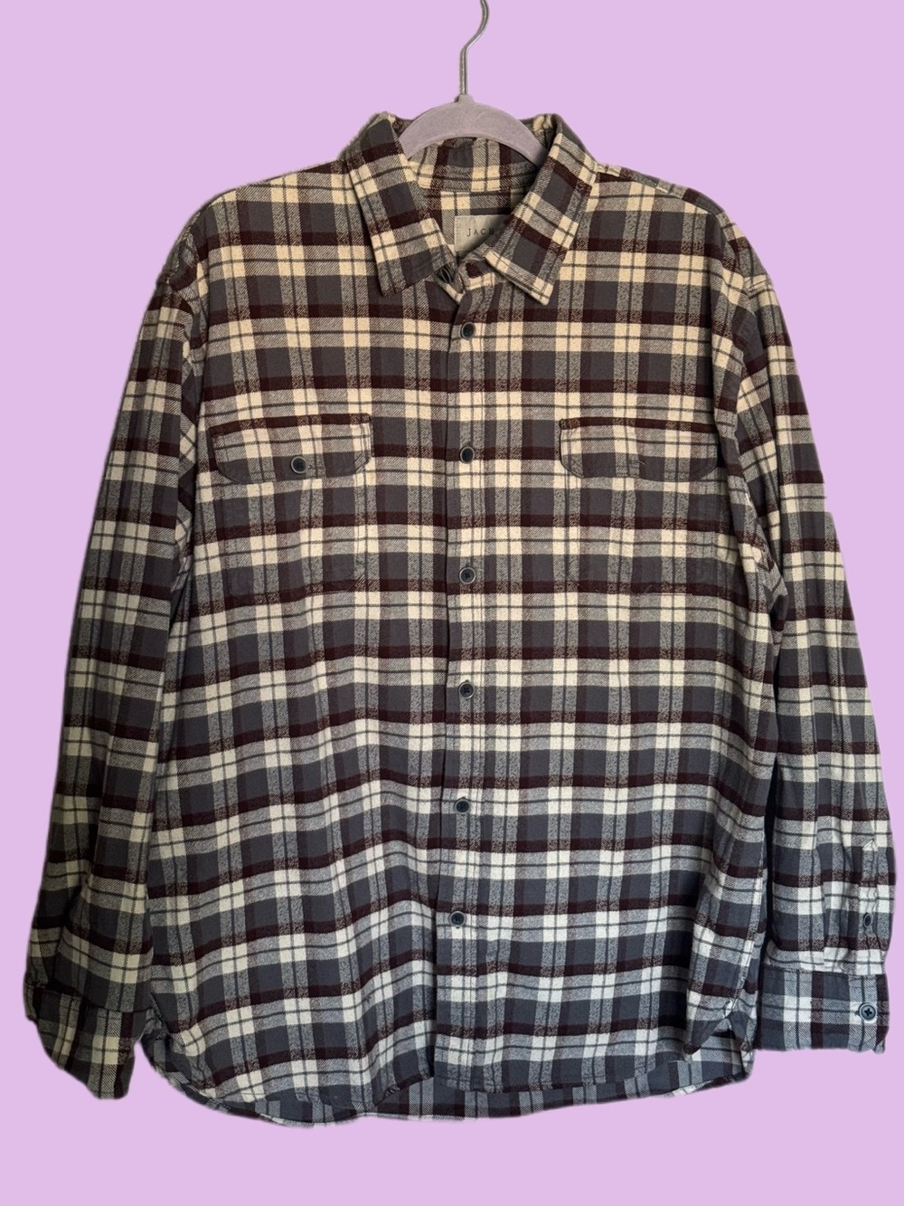 Jachs Men's Plaid Button-Down Shirt in Brown, Cream & Black